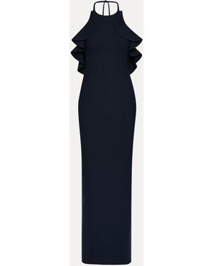 Oscar de la Renta Ruffle-Detailed Column Gown - Blue