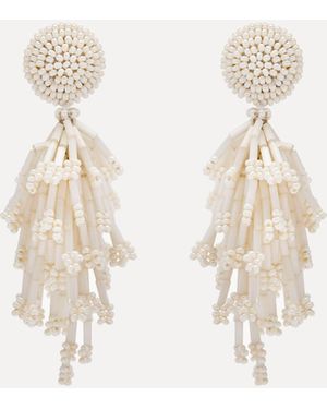 Oscar de la Renta Fringe Tassel Earrings - White