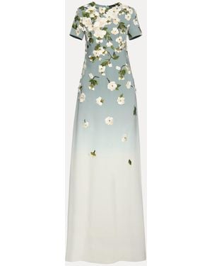 Oscar de la Renta Ombr Cherry Blossom Gown - White