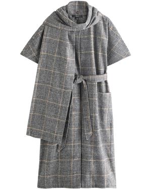 Next Langes Stola-Cape mit Taillengürtel und Wollanteil (1-St) - Grau