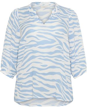 Kaffe Langarmbluse Langarm-Bluse KCedina Große Größen - Blau