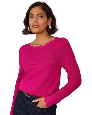 Love & Roses Strickpullover Langärmeliges Strickoberteil (1-Tlg) - Pink