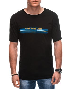 Edoti Print- Bedrucktes T-Shirt für Männer - Schwarz