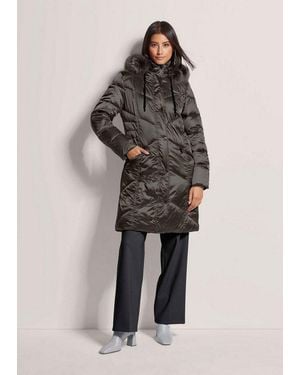 Madeleine Steppjacke Kapuzenjacke Mit Fancy-Stepp Wintermantel Mit Abnehmbarer Kapuze, Reißverschluss-Taschen - Grau