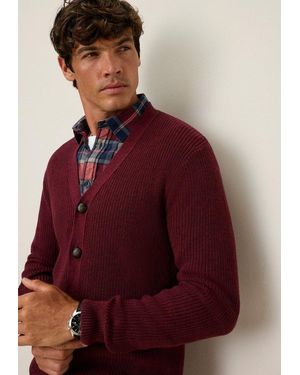 Man's World World Strickjacke Neue Kollektion! Highlight Rippenqualität Regular Fit, Mit Melierter Optik, Mit Knopfleiste, Langarm - Rot
