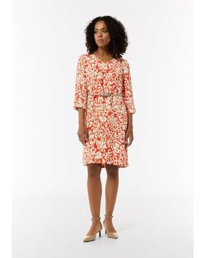 Comma, Minikleid Crêpe-Kleid (1-tlg) V-Ausschnitt, 3/4-Arm, Blumenmuster - Mehrfarbig