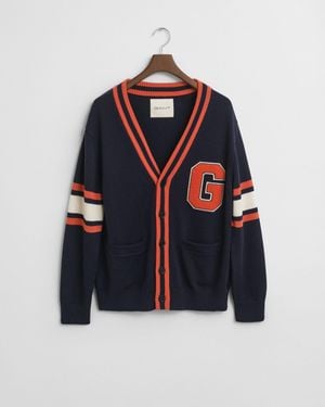 GANT Strickjacke G-BADGE CARDIGAN - Blau
