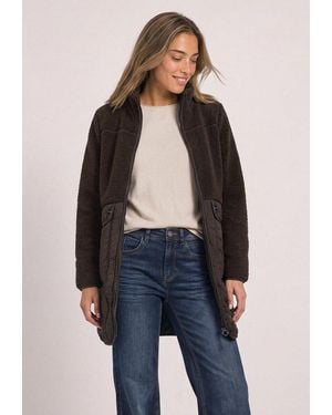 Street One Langjacke Teddy-Mantel Mit Strukturmix Und Stehkragen - Blau