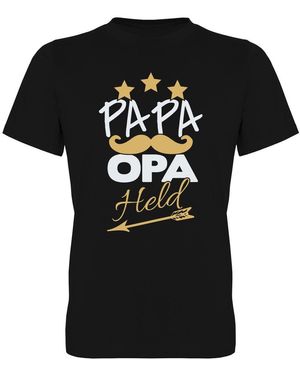 G-graphics Papa – Opa – Held T-Shirt, Frontprint, mit Spruch / Statement - Schwarz
