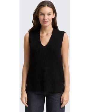 Tom Tailor Strickpullover Pullover & Strickjacken Pullunder mit V-Ausschnitt - Schwarz
