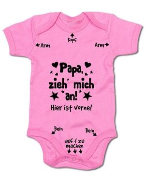 G-graphics Kurzarmbody Papa, Zieh Mich An! Baby Body Mit Spruch Motiv Aufdruck Zur Geburt Babyparty - Pink