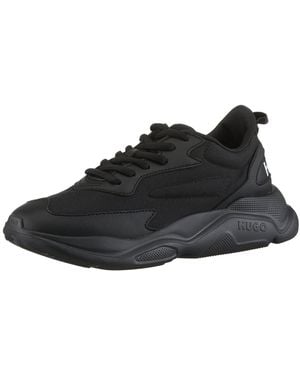 HUGO Leon_Runn Sneaker, Schnürschuh, Halbschuh, Freizeitschuh, Schriftzug An Der Ferse - Schwarz