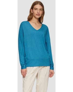 S.oliver Langarmshirt T-Shirt Langarmshirt Mit Fledermausärmeln Und Breitem Bund - Blau