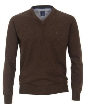 Redmond V-Ausschnitt-Pullover Casual Herren Pullover Langarm V-Neck Dunkelbraun