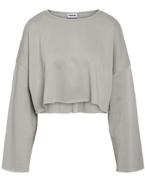 Noisy May Longpullover Modisches Oberteil mit langen Ärmeln und Reißverschluss NMASTON L/S CROP O-NECK JRS - Grau