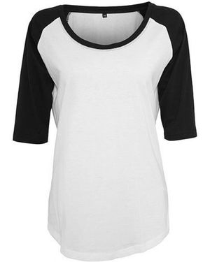 Build Your Brand Rundhalsshirt Ladies 3/4 Contrast Raglan T-Shirt - Schwarz