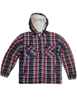 Egomaxx Blouson ä Thermohemd Kariert Gefütterte Jacke Holzfäller Hoodie - Blau