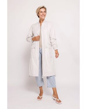 Zhrill Langmantel ZHPANTA Mantel Bomberstyle im Blouson-Look und mit Reißverschluss - Natur