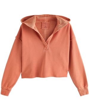 Next Kapuzenpullover Relaxed Fit Hoodie mit Waschung und V-Ausschnitt (1-tlg) - Pink