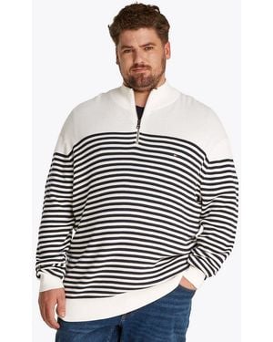 Tommy Hilfiger Troyer Bt-Racking Structure Zip Mock-B Große Größen, Mit Feiner Struktur - Weiß