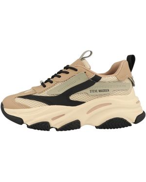 Steve Madden Possession-E Damen Sneaker Turnschuhe, Sportschuhe, Freizeitschuhe, Halbschuhe, Schnürschuhe - Mettallic