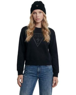 Guess Sweatshirt New Cn Basic Triangle Mit Tonalem Logodruck, Baumwollmix - Blau