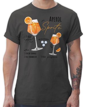 Shirtracer T-Shirt Aperol Spritz Rezept I Lustig Geschenk Aperolfan Fanartikel Karneval & Fasching - Grau