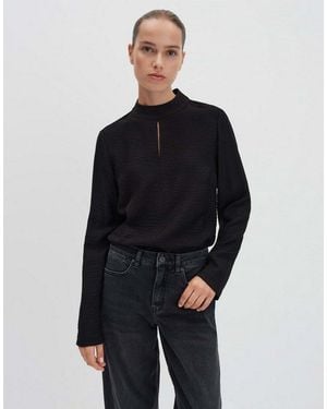 someday. Satinbluse Zeunara Loose Shirtbluse Mit Schlitzdetail Weite Passform, Stehkragen, Schlitz Unter Dem Halsloch - Blau