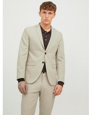 Jack & Jones Sakko Jprfranco Blazer Mit 2-Knopf-Form Und Extra Schmalem Schnitt Unifarben, Modisch, Slim Fit, Kunstfaser - Natur