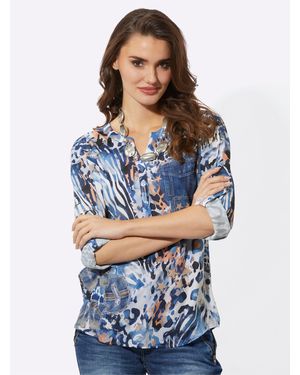 WITT Klassische Bluse Druckbluse - Blau