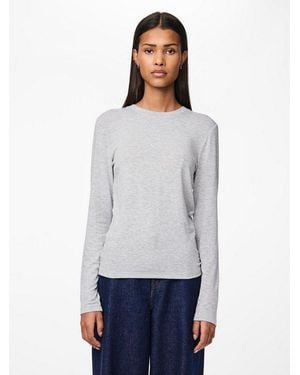 Pieces Langarmshirt Pcmaria Ls Top Noos Bc - Grau