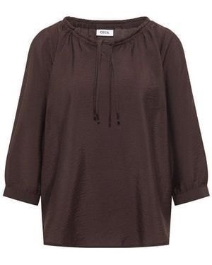 Cecil Blusenshirt Eos_Solid Carmen Blouse 17673 Cacao - Braun