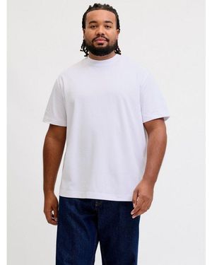 Jack & Jones Rundhalsshirt Jjebarron Tee Ss O-Neck Ln Pls Baumwollmischung, Relaxed Fit - Weiß