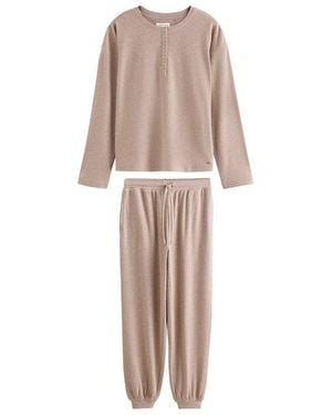 Next Pyjama Henley-Schlafanzug Mit Waffelstruktur (2 Tlg) - Natur
