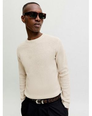 Jack & Jones Strickpullover Jjeryder Knit Crew Neck Noos Baumwolle, Regular Fit - Natur