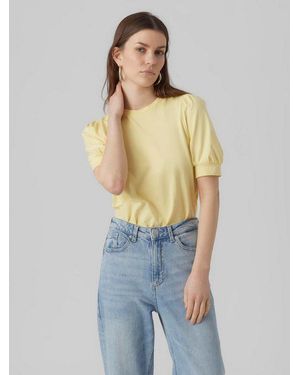 Vero Moda T-Shirt Vmkerry 2/4 O-Neck Top Vma Jrs Noos Mit Rundhalsausschnitt - Blau