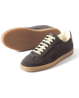 Brunello Cucinelli Luxury Runner Velours-Leder Turnschuhe Tennis Schuhe Sneaker Aus Feinem Nubukleder Und Samtigem Veloursleder - Braun