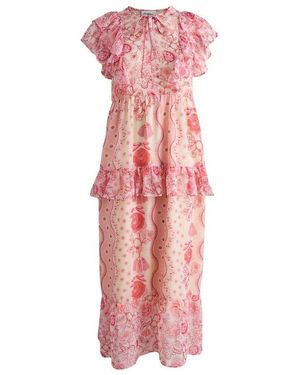 Cath Kidston Maxikleid Maxikleid, Rüschen + Bindeausschnitt (1-Tlg) - Pink