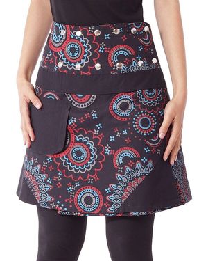 PUREWONDER Wickelrock Rock mit Druckknöpfen und Tasche sk178 Baumwolle Einheitsgröße - Blau