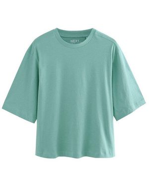 Next T-Shirt Relaxed Fit T-Shirt Mit Ellbogenlangen Ärmeln (1-Tlg) - Grün