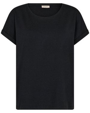 Freequent T-Shirt Fqjoke Bequem Geschnitten, Mit Ärmelaufschlag - Schwarz