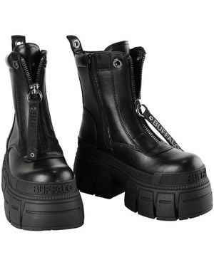 Buffalo Gospher Zip Boot Plateaustiefel Mit Plateausohle Und Markendetails - Schwarz