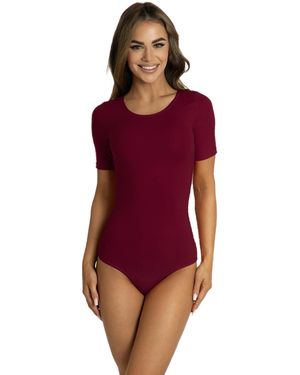 Alkato Kurzarmbody Kurzarm Bodysuit mit Rundhalsausschnitt - Rot