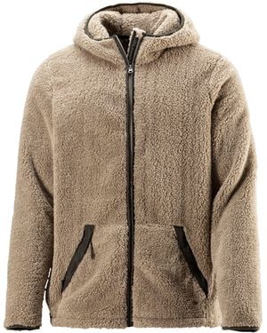John Devin Kapuzenstrickjacke in weichem Teddyfleece - Natur
