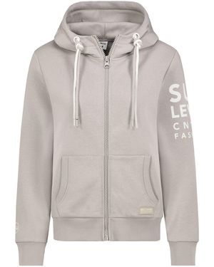 Sublevel Trainingsjacke Weiche Kapuzen Sweatjacke mit Reißverschluss und Print Sweat - Grau