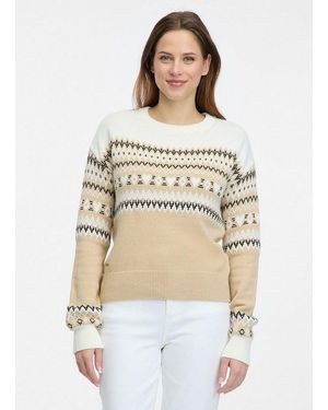 Ragwear Rundhalspullover Oslana Mit Jacquard Strickmuster, Rundhals, Normale Passform - Weiß