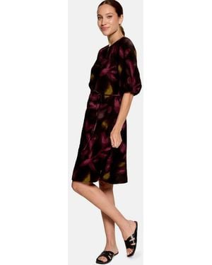 Zero Druckkleid Damen Mit Bindegürtel Material - Schwarz