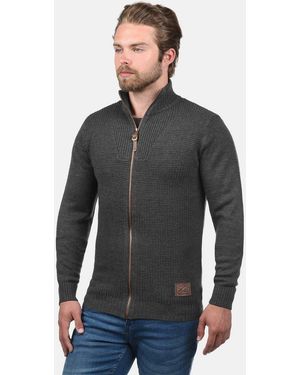 Solid Strickjacke Sdtristian Cardigan Mit Reißverschluss - Grau