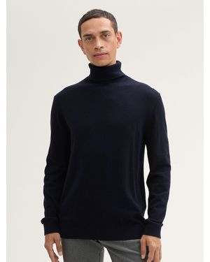 Tom Tailor Strickpullover Rollkragenpullover mit Cashmere - Blau