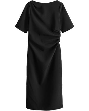 Next Kurzärmeliges Midikleid mit Rüschen (1-tlg) - Schwarz